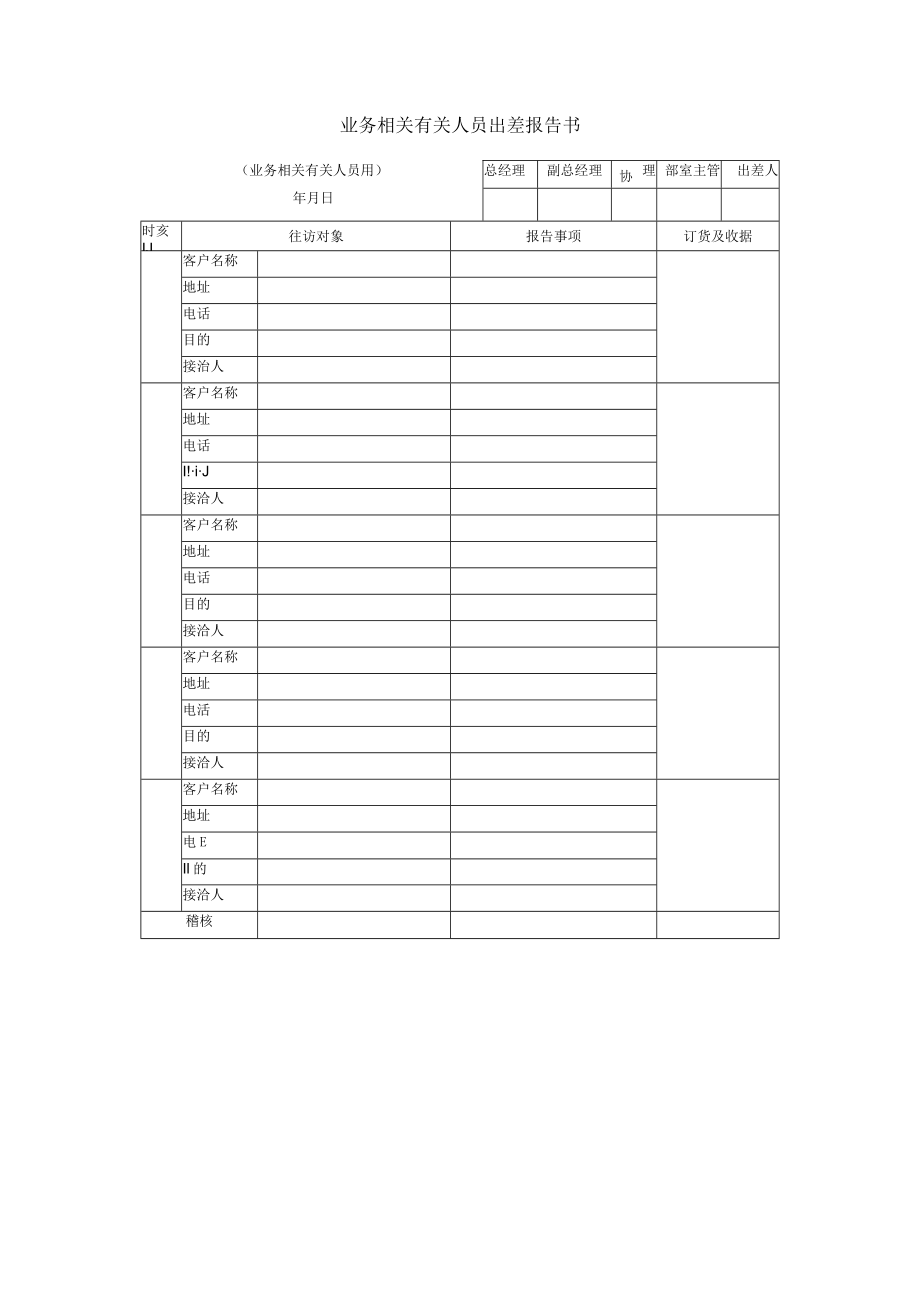 办公文档范本业务人员出差报告书.docx_第1页