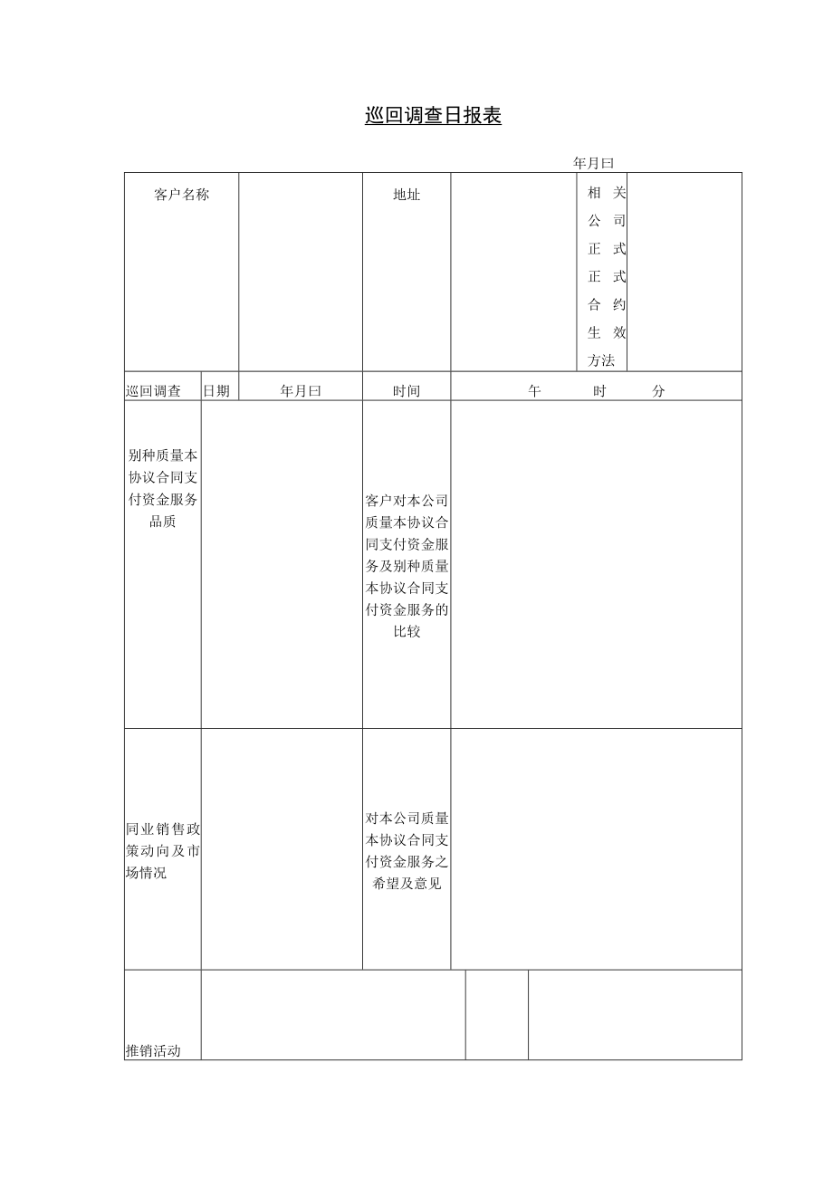 办公文档范本巡回调查日报表.docx_第1页