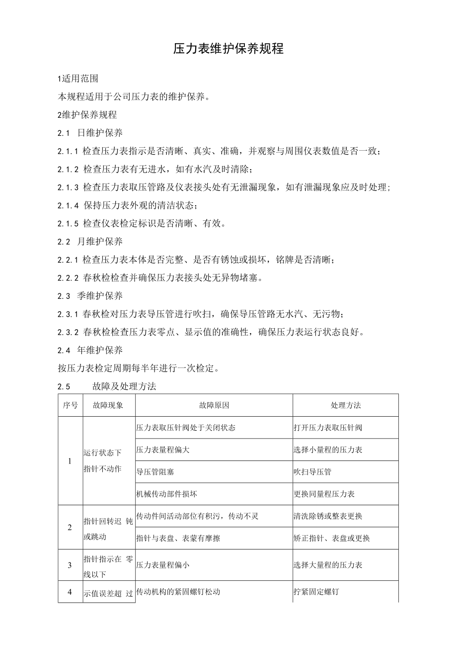 压力表维护保养规程.docx_第1页