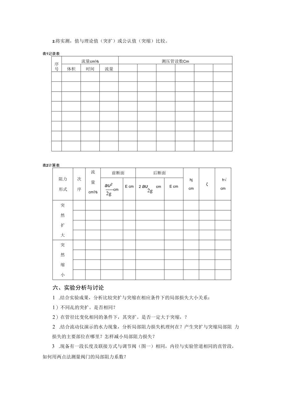 内科大水力学实验指导01有压管流综合型实验-7管路局部阻力系数测定实验.docx_第3页