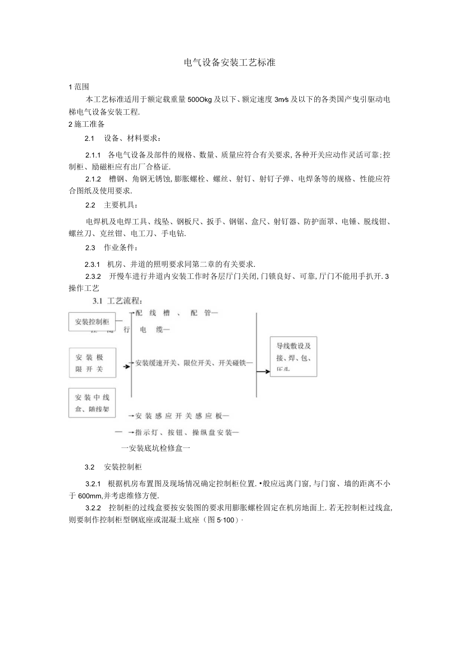 电气设备安装工艺标准工程文档范本.docx_第1页