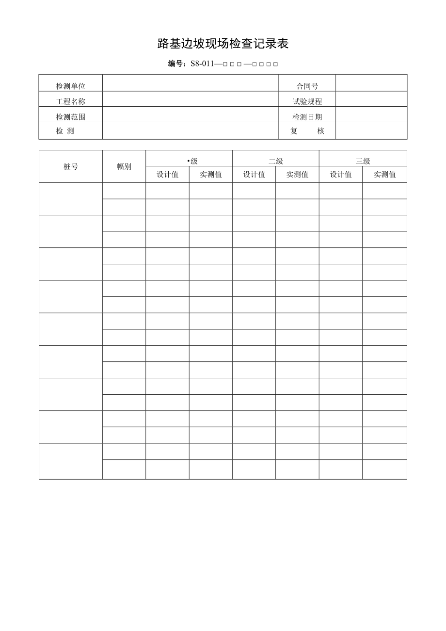 路基边坡现场检查记录表.docx_第1页