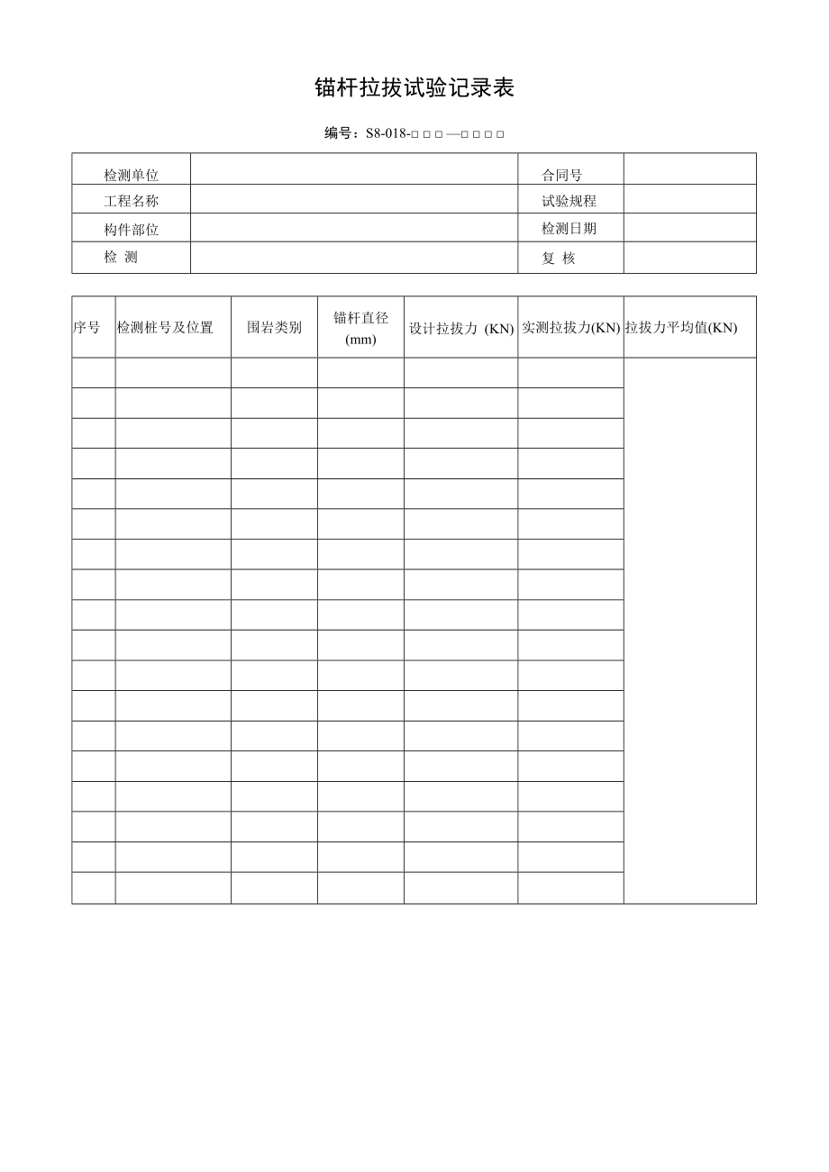 锚杆拉拔试验记录表.docx_第1页