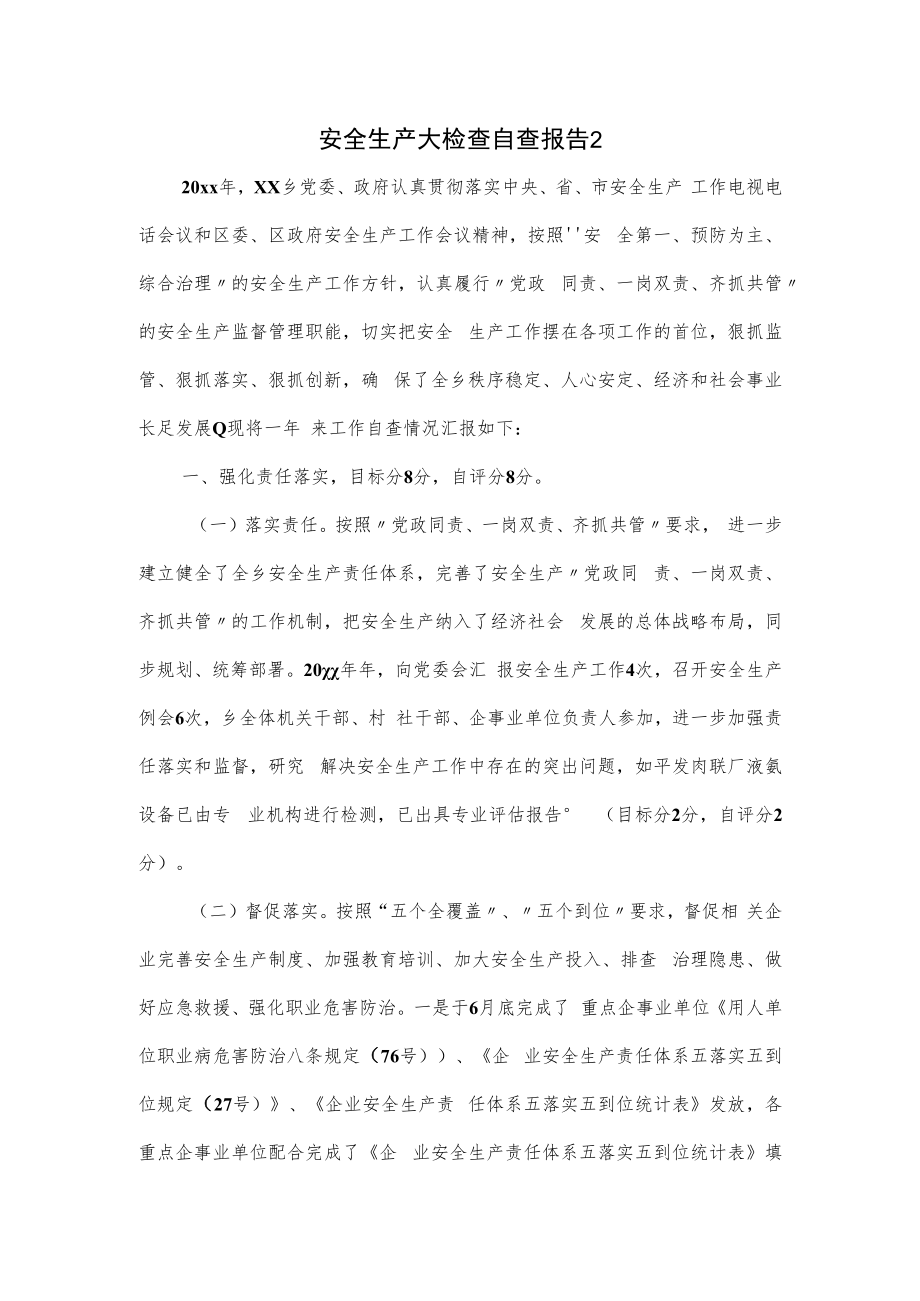 安全生产大检查自查报告.docx_第1页