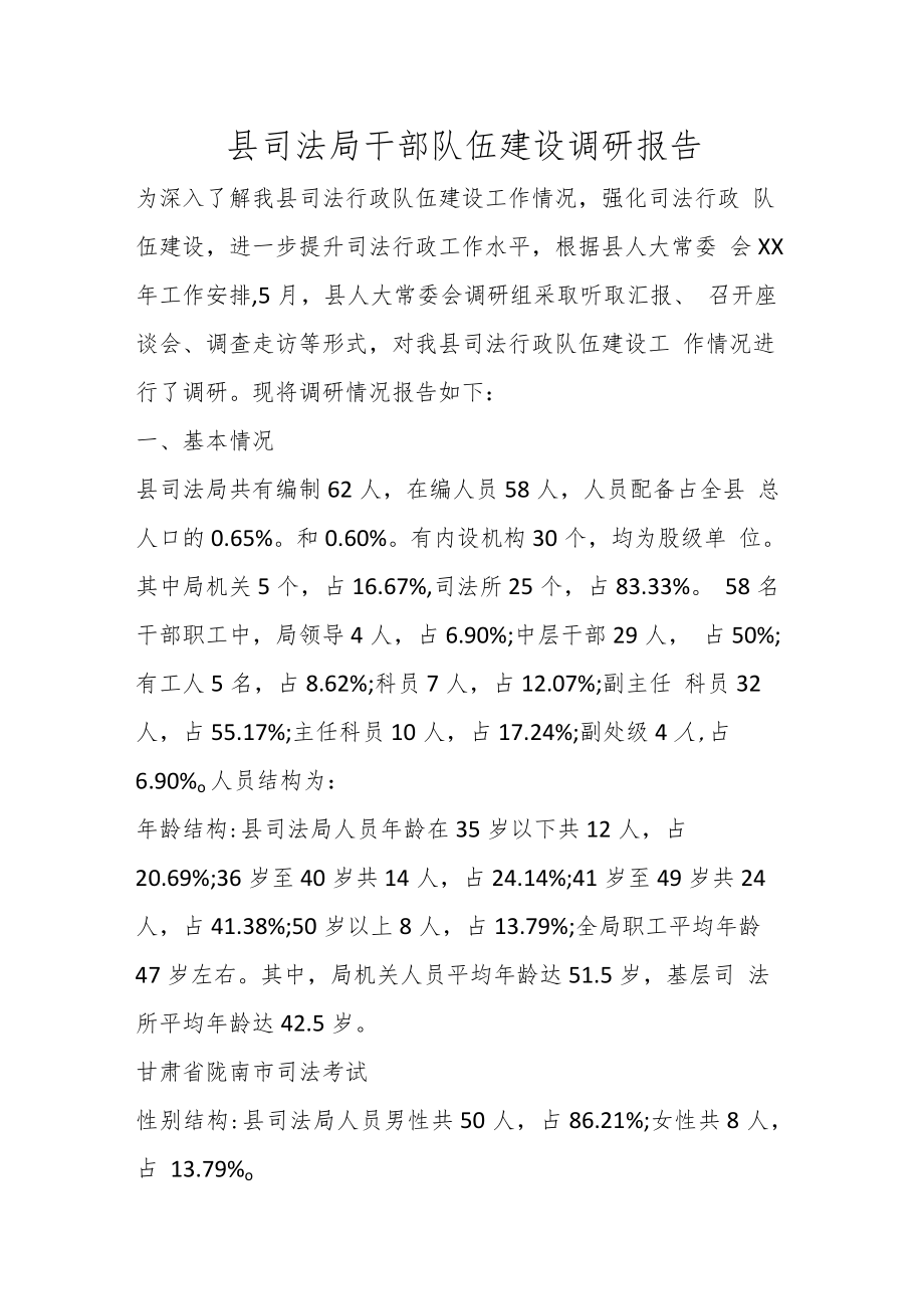 县司法局干部队伍建设调研报告.docx_第1页