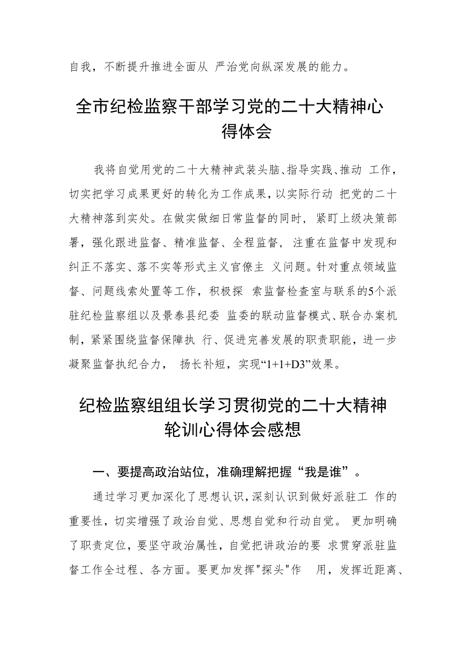 2023纪检监察干部学习党的二十大精神心得体会合篇【三篇】.docx_第3页