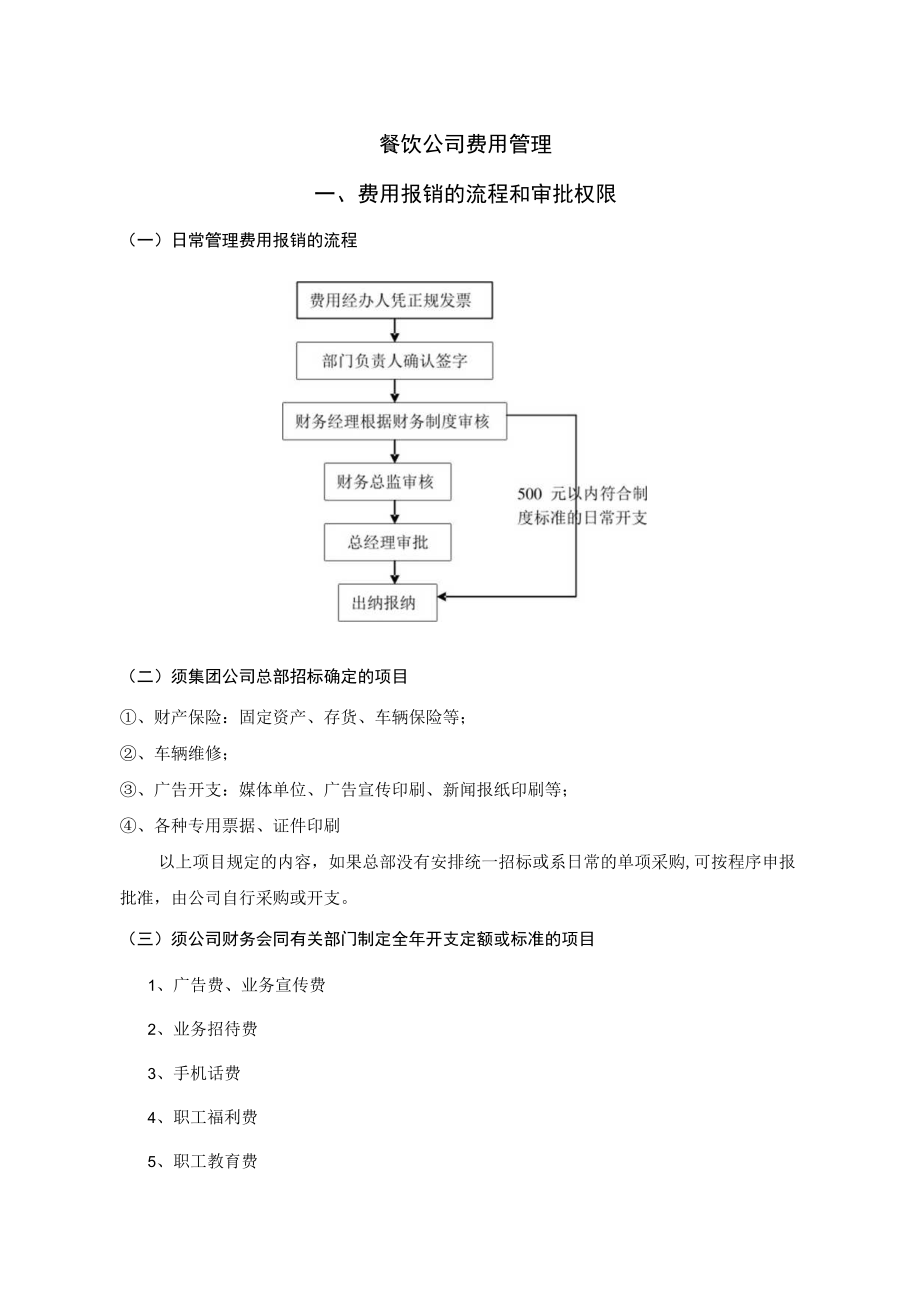 餐饮公司费用管理.docx_第1页