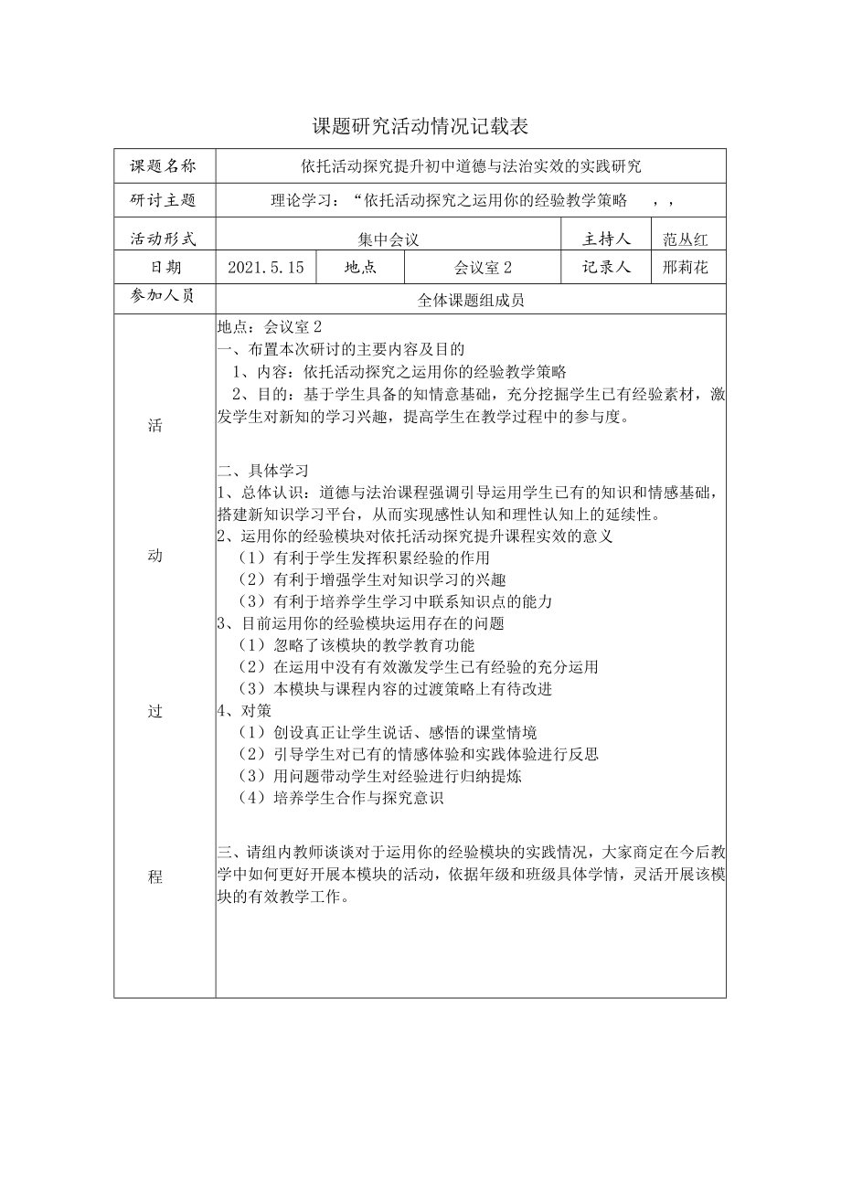 课题研究活动情况记载表.docx_第1页