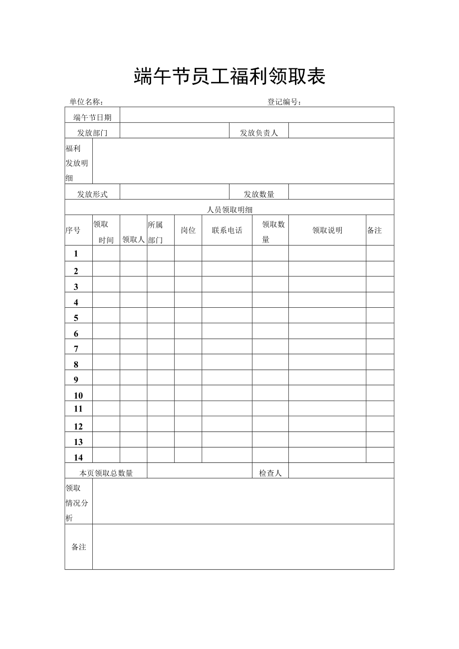 端午节员工福利领取表.docx_第1页