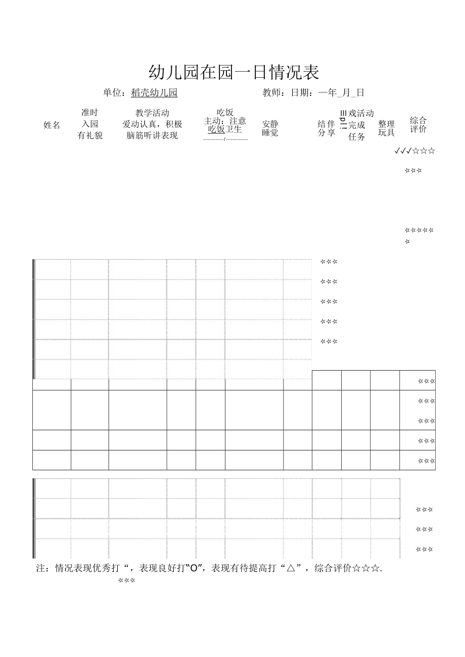 幼儿在园一日情况评价表.docx_第1页