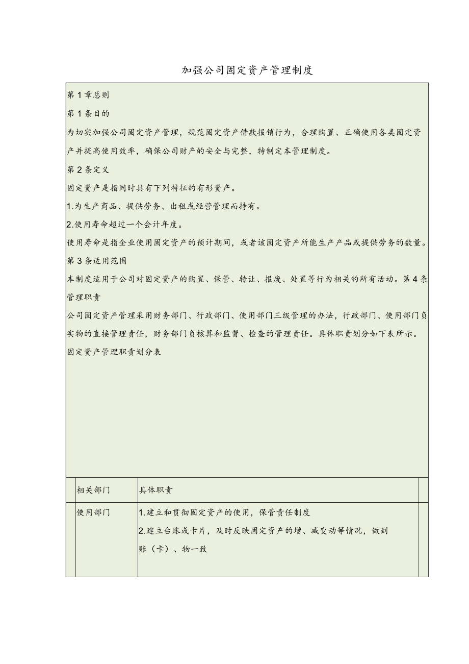 加强公司固定资产管理制度.docx_第1页