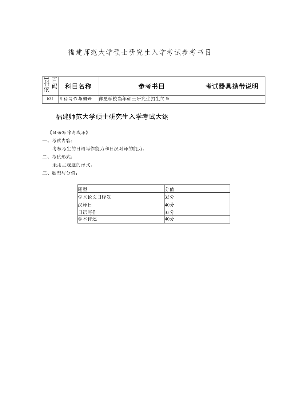 福建师范大学硕士研究生入学考试参考书目.docx_第1页