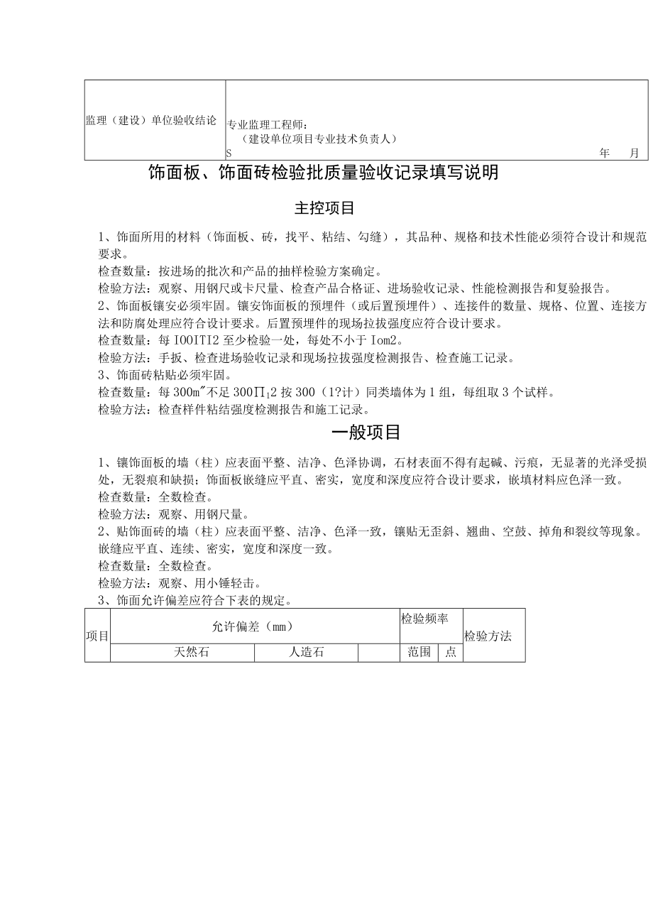 桥梁工程施工饰面板、饰面砖检验批质量验收记录表.docx_第3页