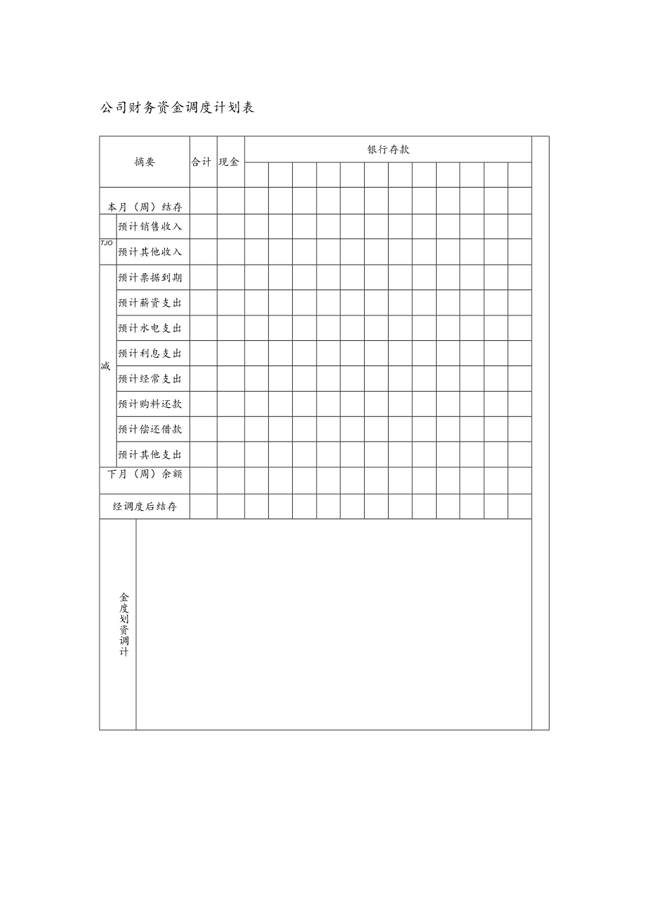 公司财务资金调度计划表.docx_第1页