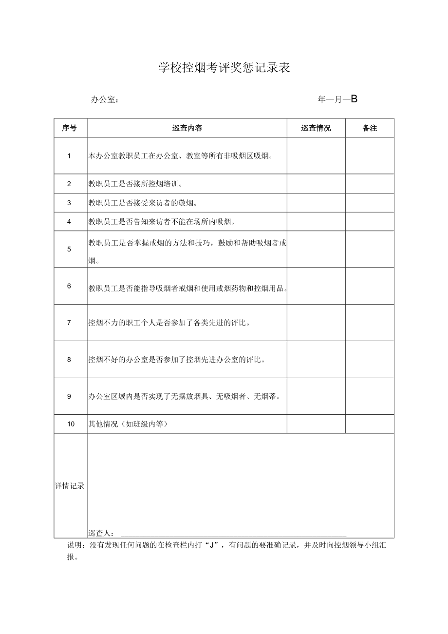 学校控烟考评奖惩记录表.docx_第1页