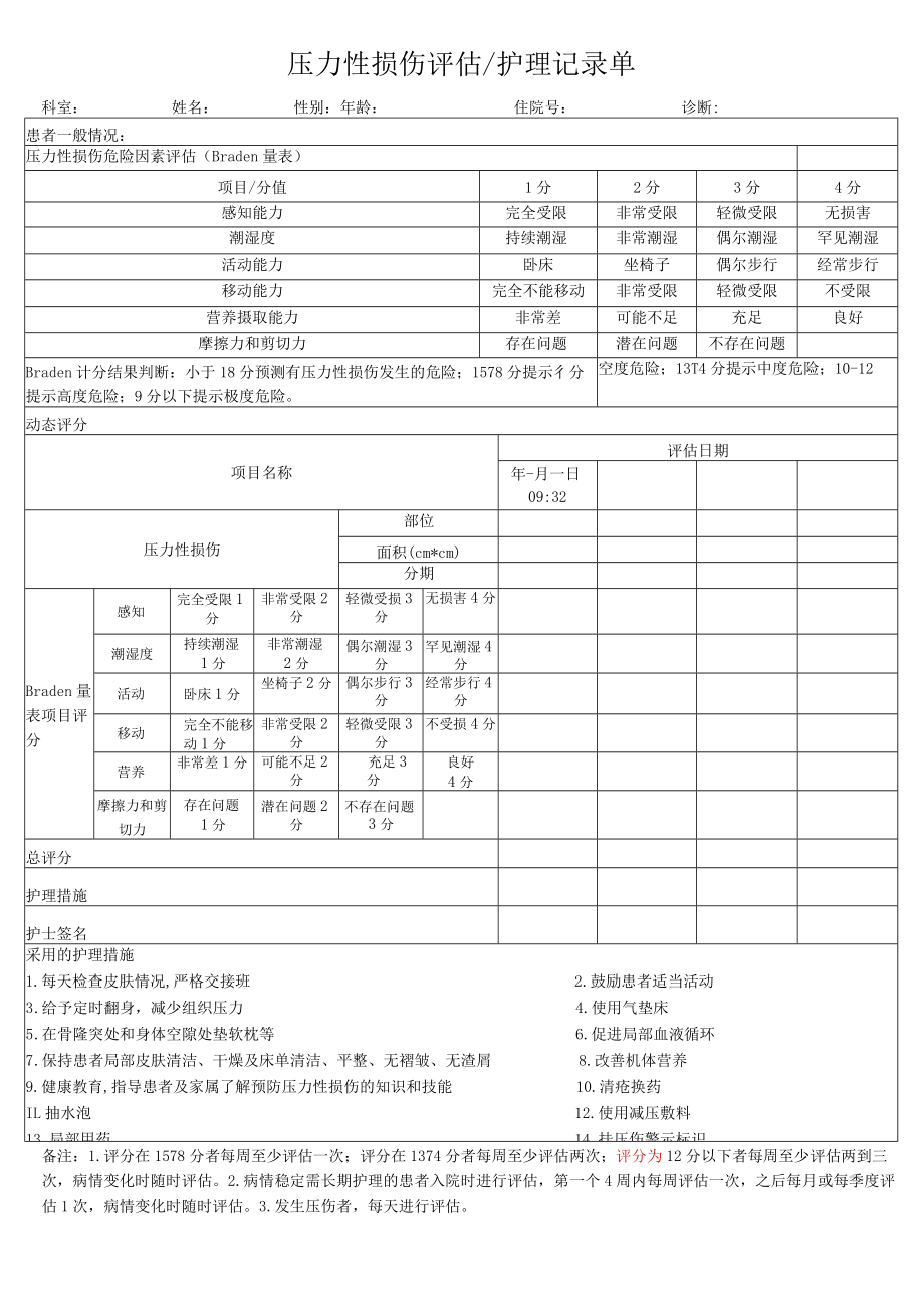 压力性损伤评估护理记录单.docx_第1页