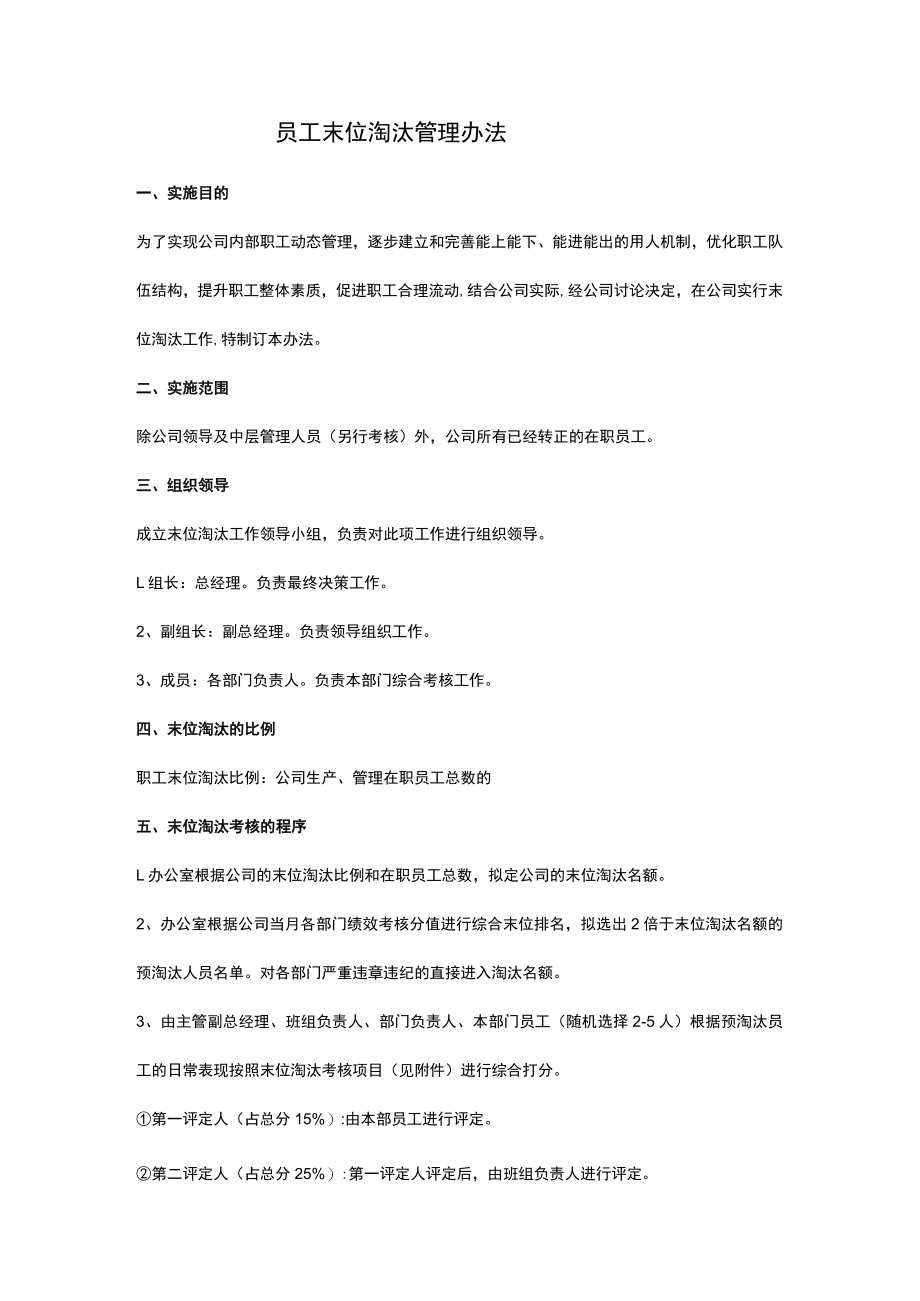 员工末位淘汰管理办法.docx_第1页