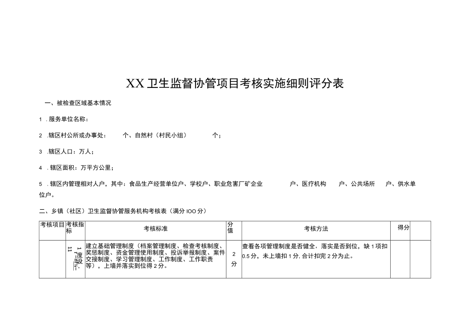 卫生监督协管项目考核实施细则评分表.docx_第1页