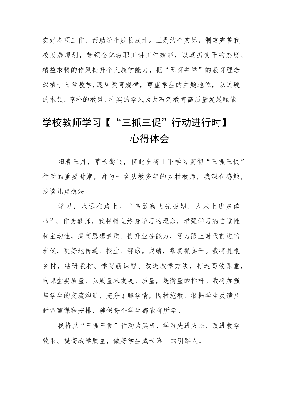 小学教师【“三抓三促”行动进行时】心得体会合篇【三篇】.docx_第3页