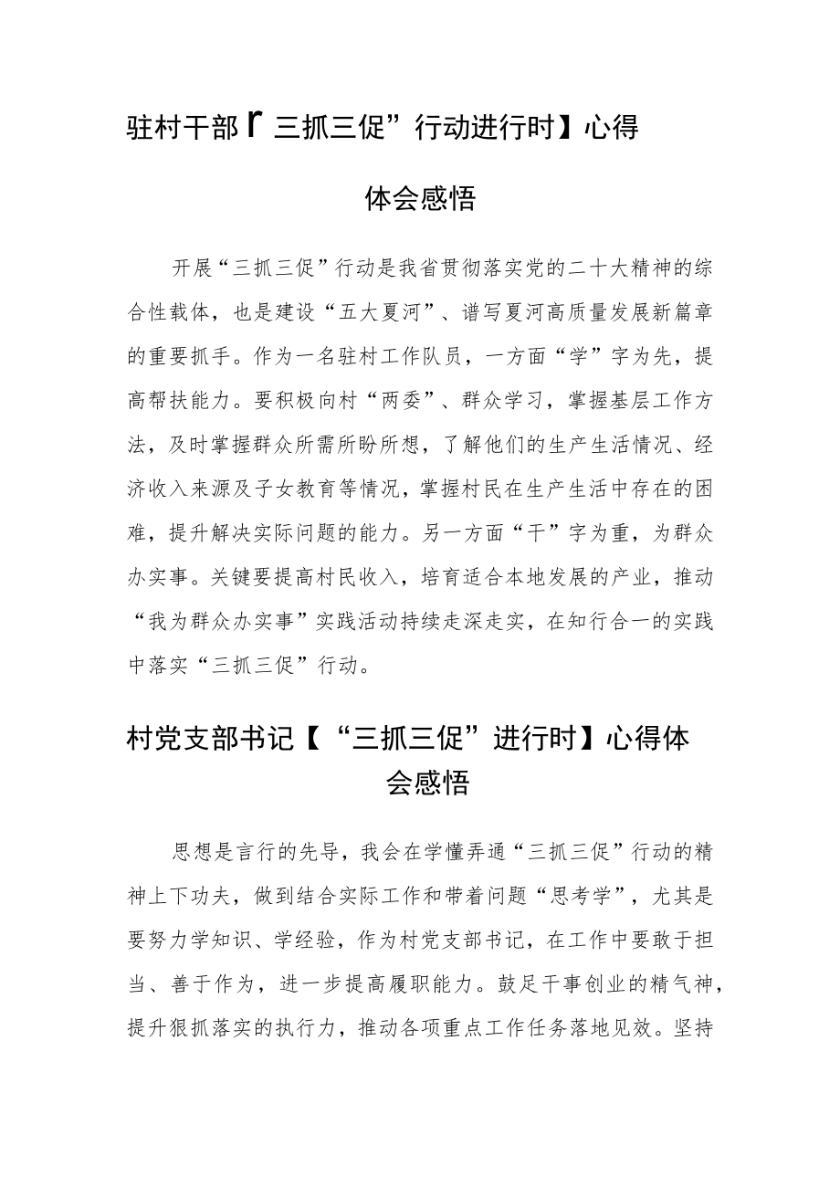 村党支部书记学习【“三抓三促”行动进行时】感悟、体会范文(3篇).docx_第2页