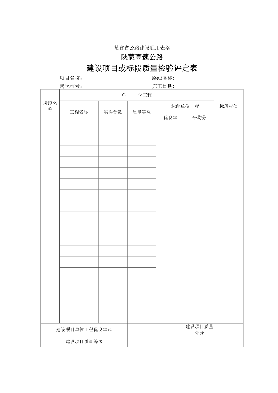 建设项目或标段质量检验评定表工程文档范本.docx_第1页