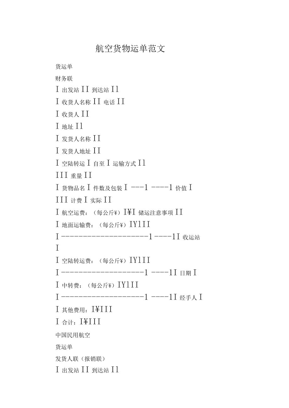 航空货物运单范文.docx_第1页
