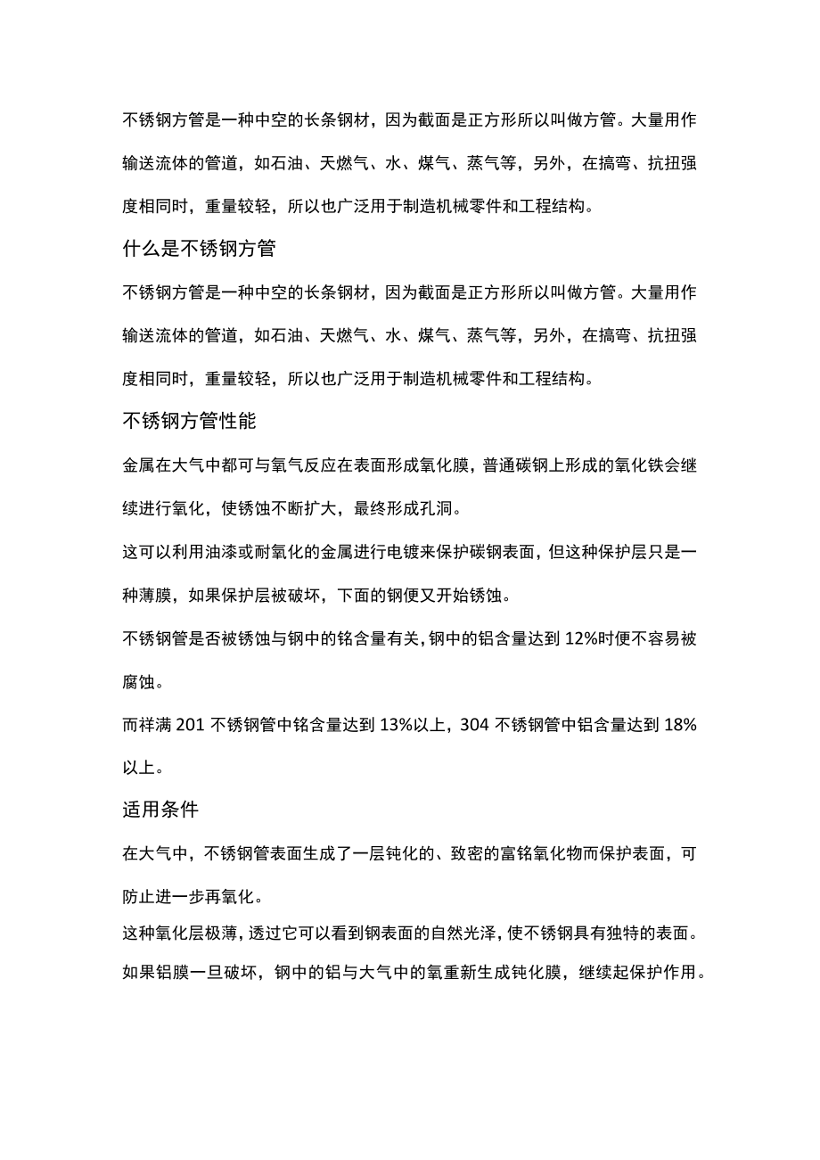 不锈钢方管的定义、用途及相关知识.docx_第1页