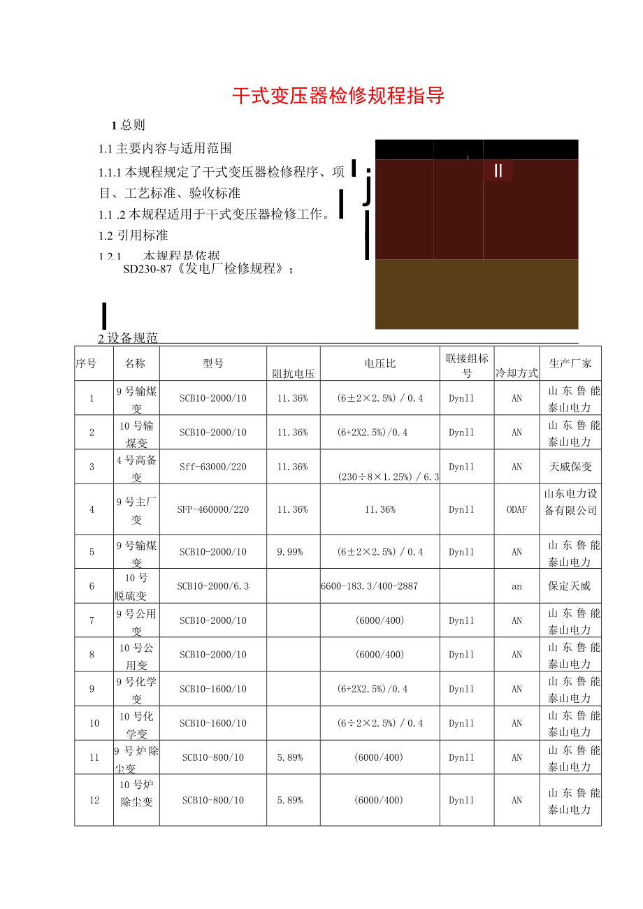 干式变压器检修规程指导.docx_第1页