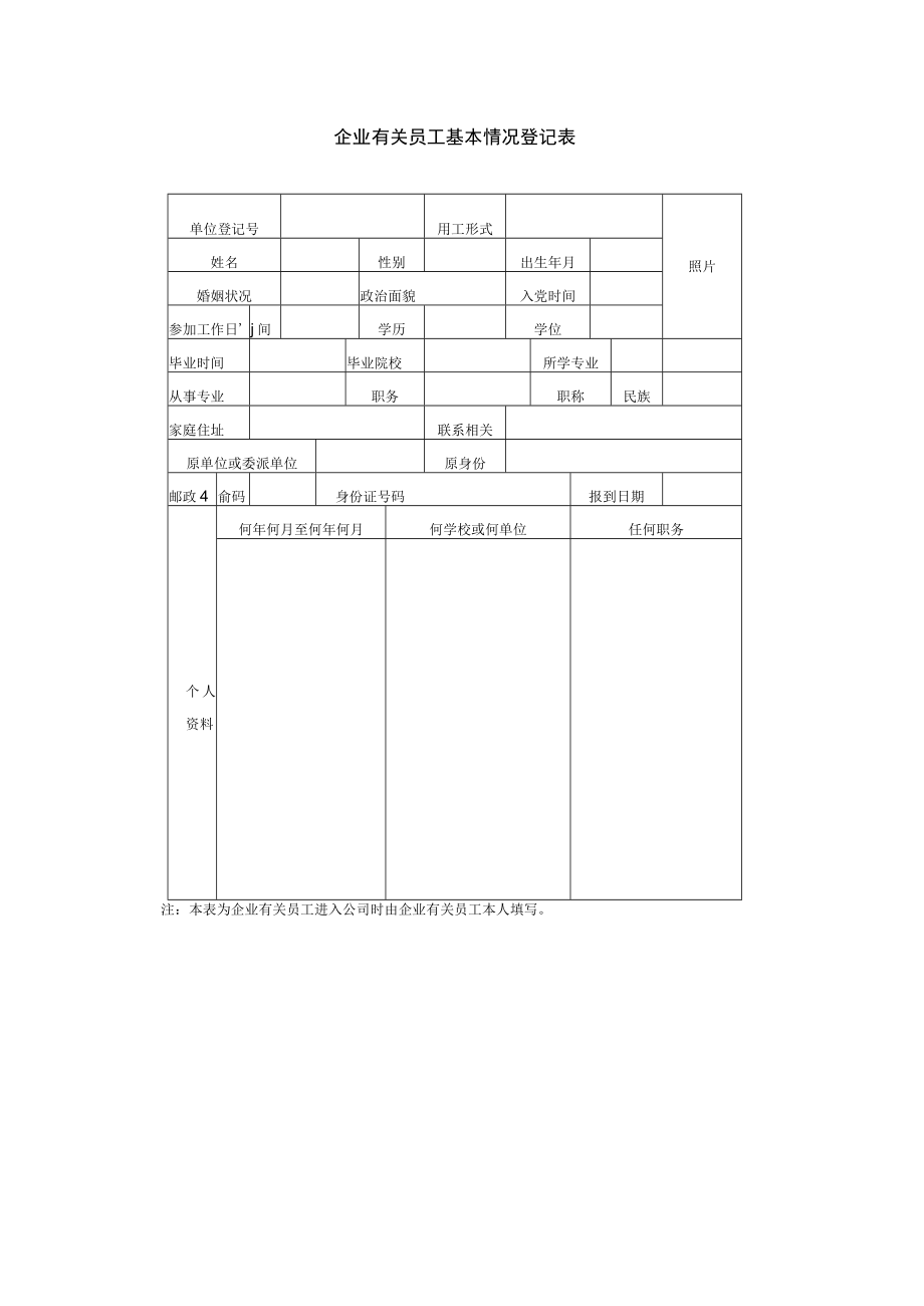 办公文档范本员工基本情况登记表.docx_第1页