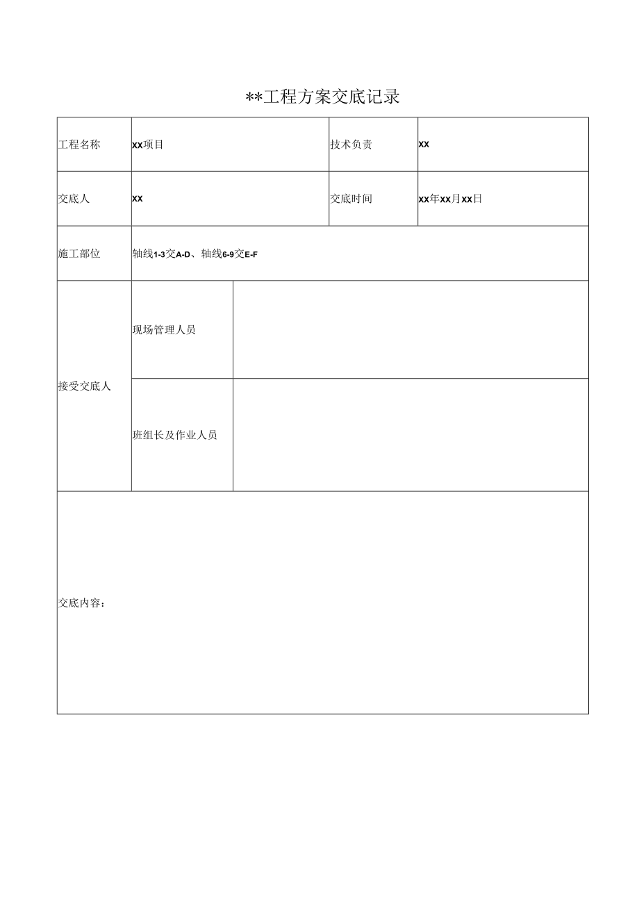 工程方案交底记录.docx_第1页