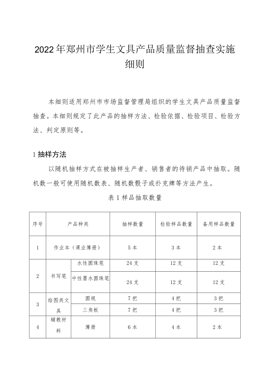 郑州市学生用品产品质量市监督抽查实施细则.docx_第1页