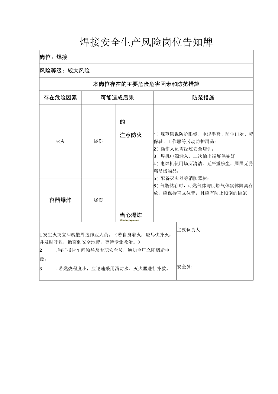 焊接安全生产风险岗位告知牌.docx_第1页