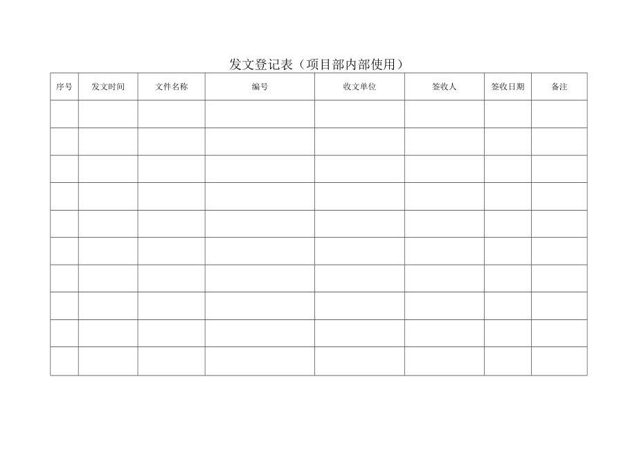 发文登记表 (项目部内部使用).docx_第1页