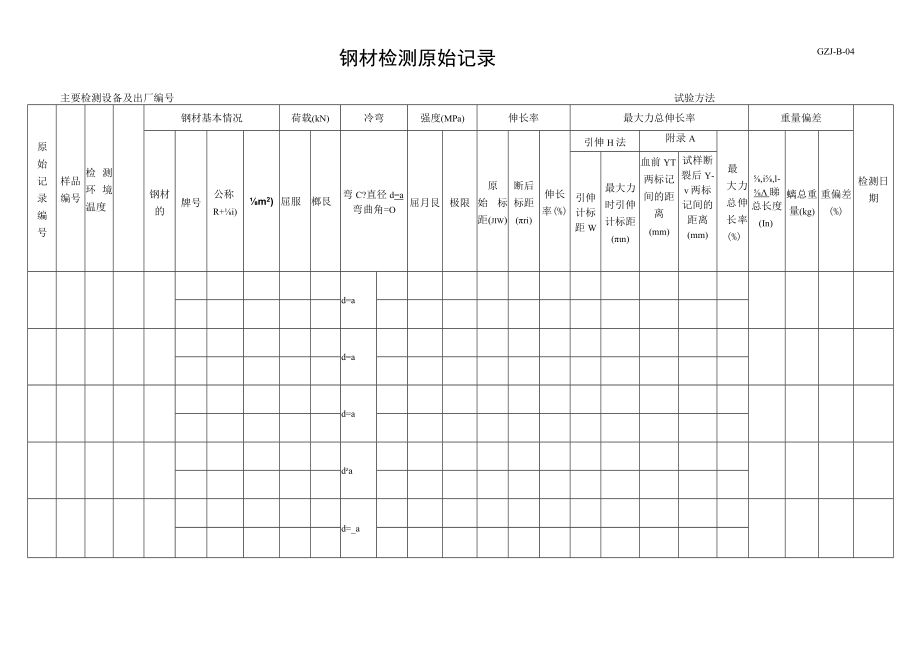 B-4钢材力学性能检验原始记录.docx_第1页