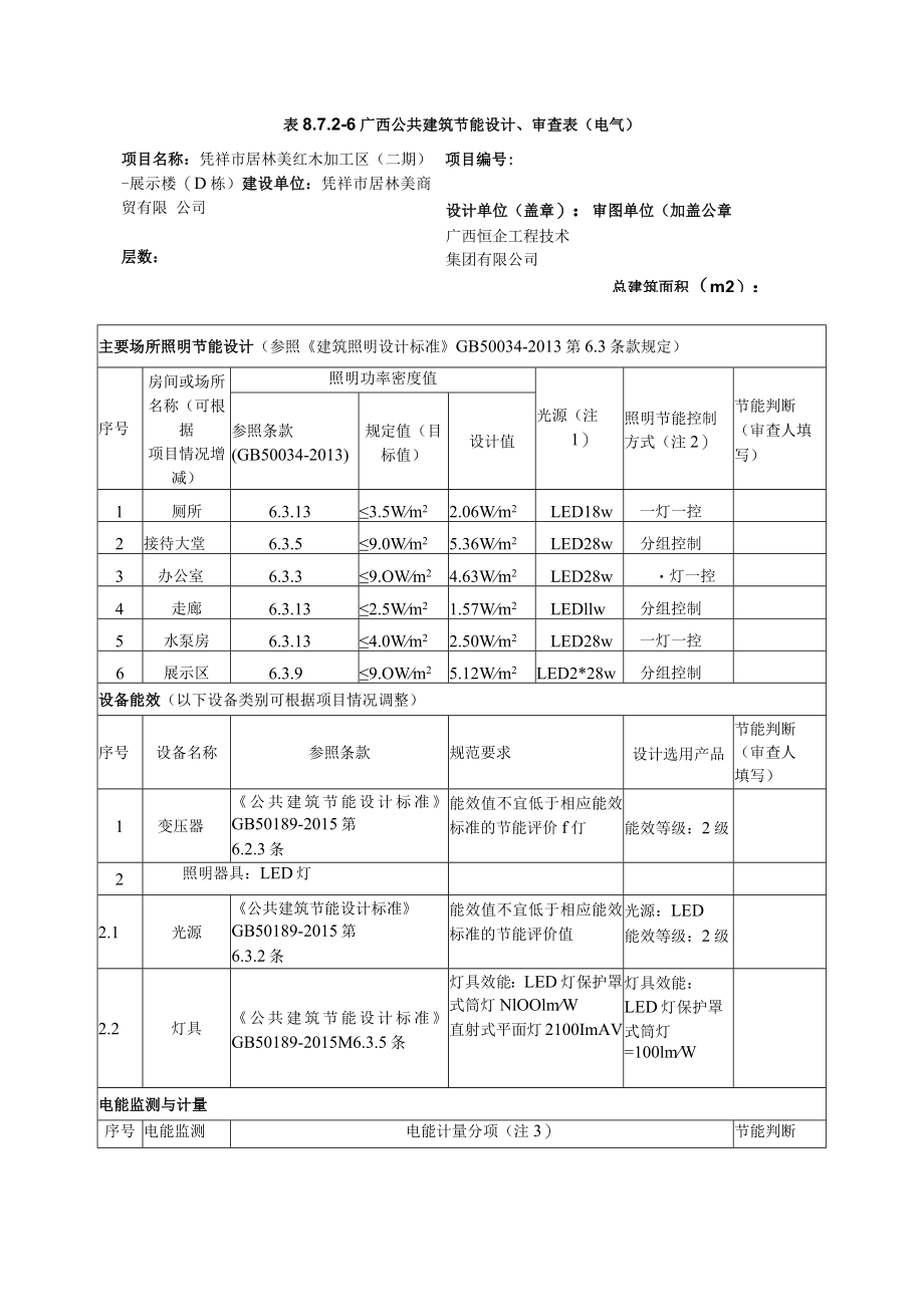 展示楼(D栋)节能审查表.docx_第1页