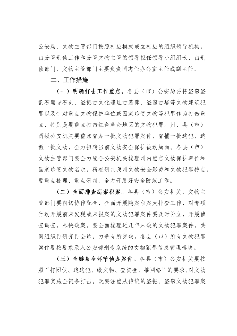 某某州打击文物犯罪专项行动工作方案.docx_第2页