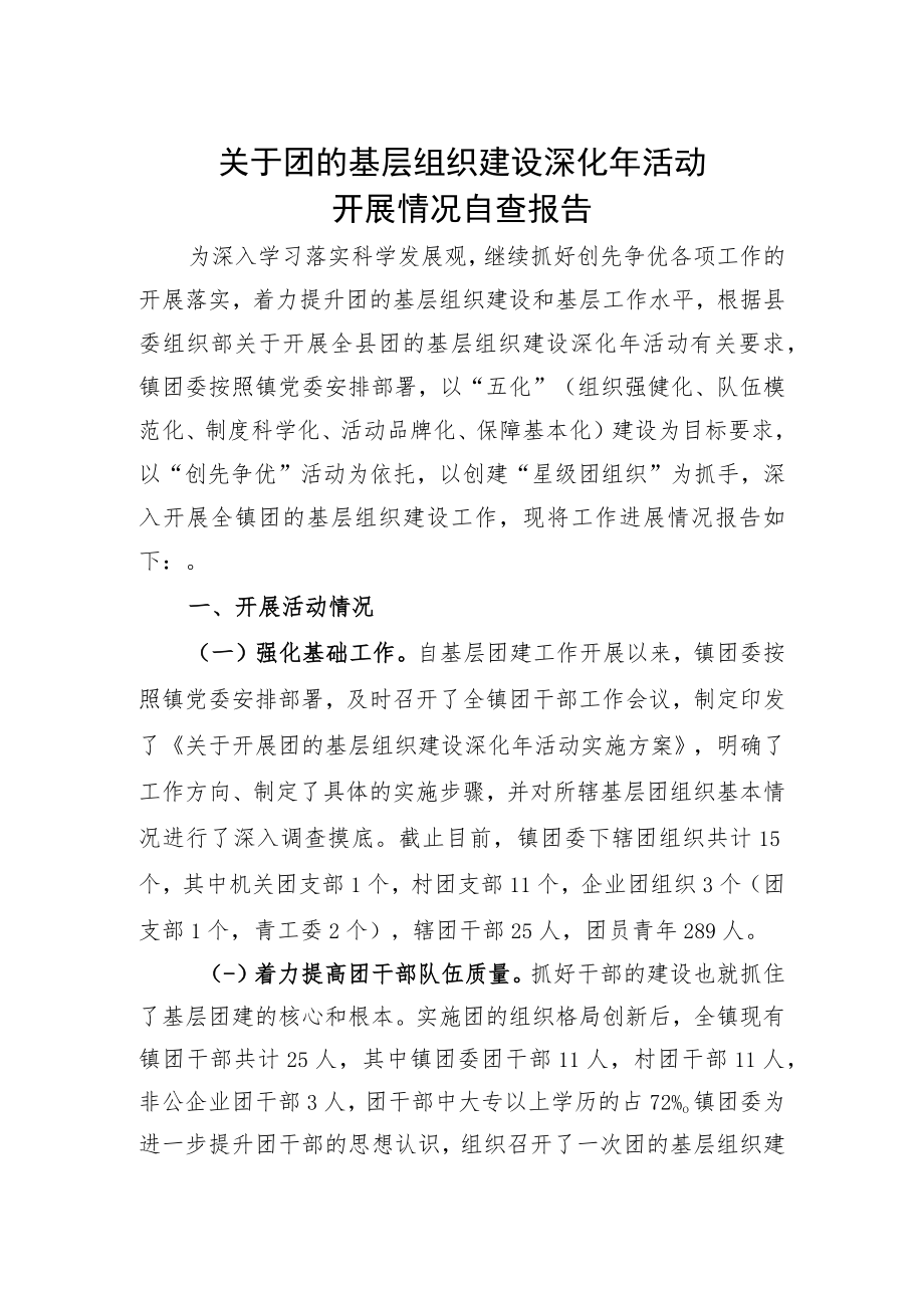 镇团委基层团建工作自查报告.docx_第1页