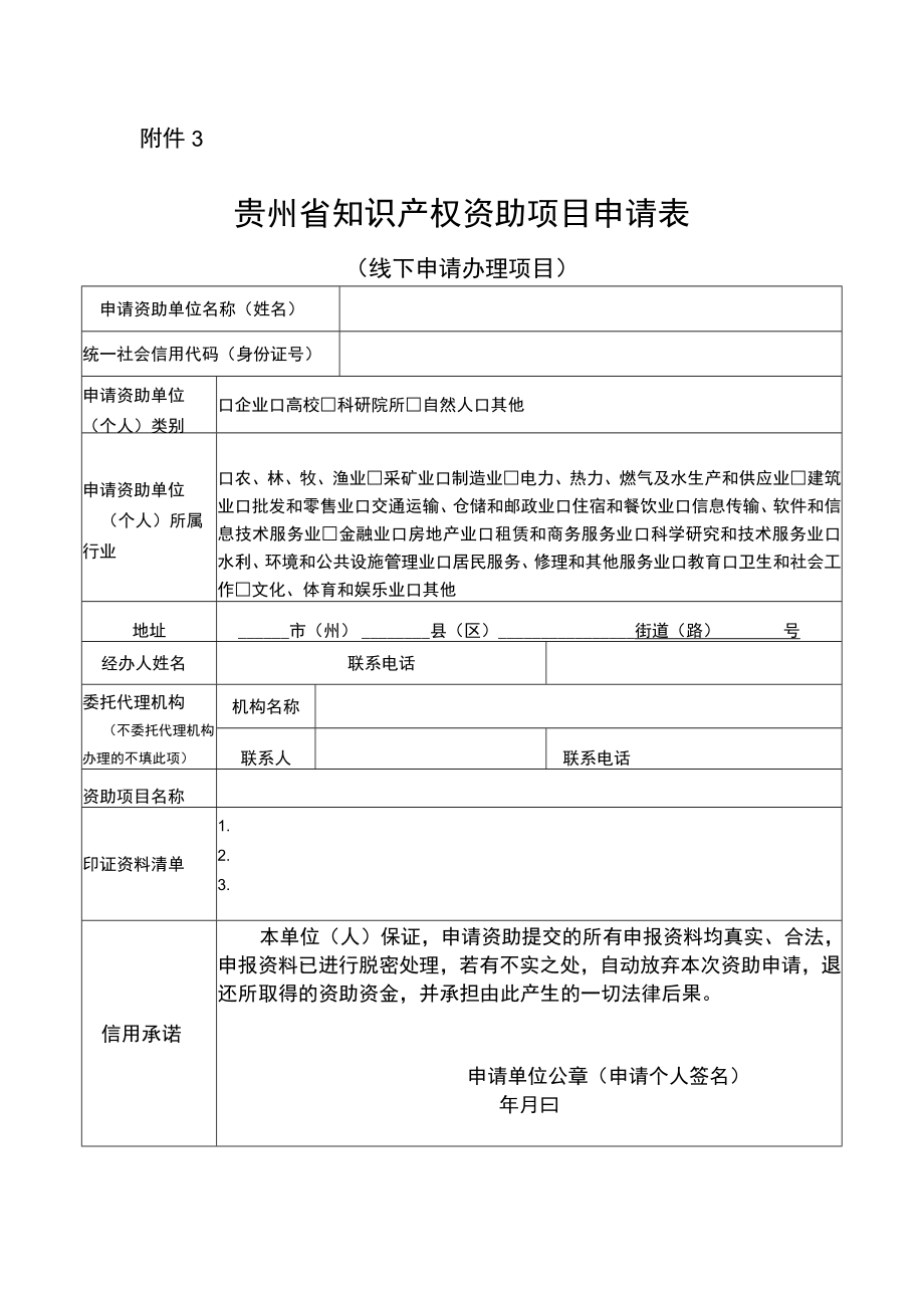 《贵州省知识产权资助项目申请表》.docx_第1页