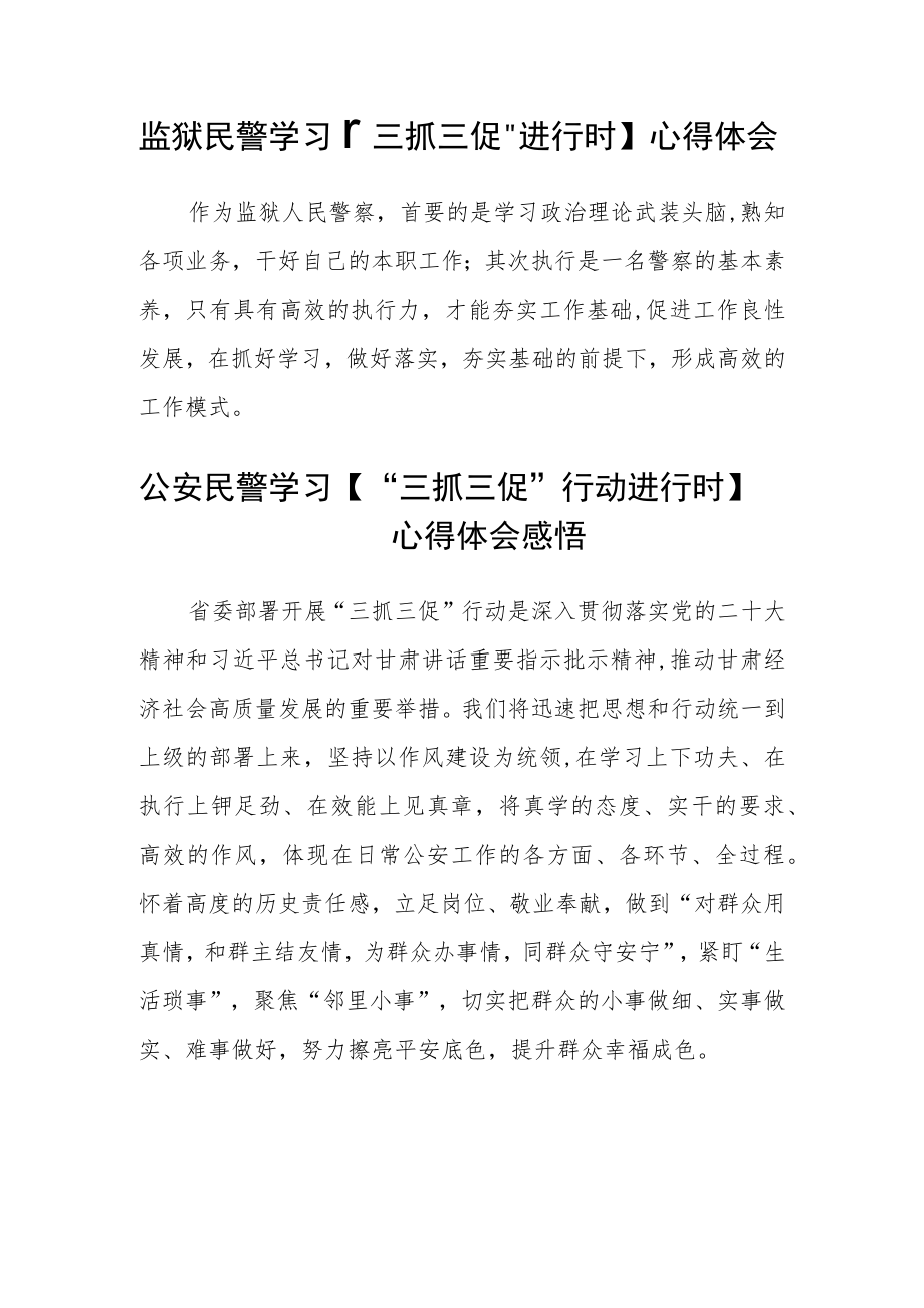 公安机关经侦民警学习“三抓三促”行动进行时心得体会(精选3篇).docx_第2页