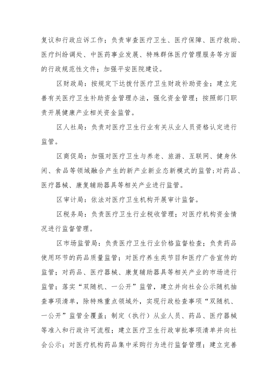 医疗卫生行业综合监管部门职责分工.docx_第3页