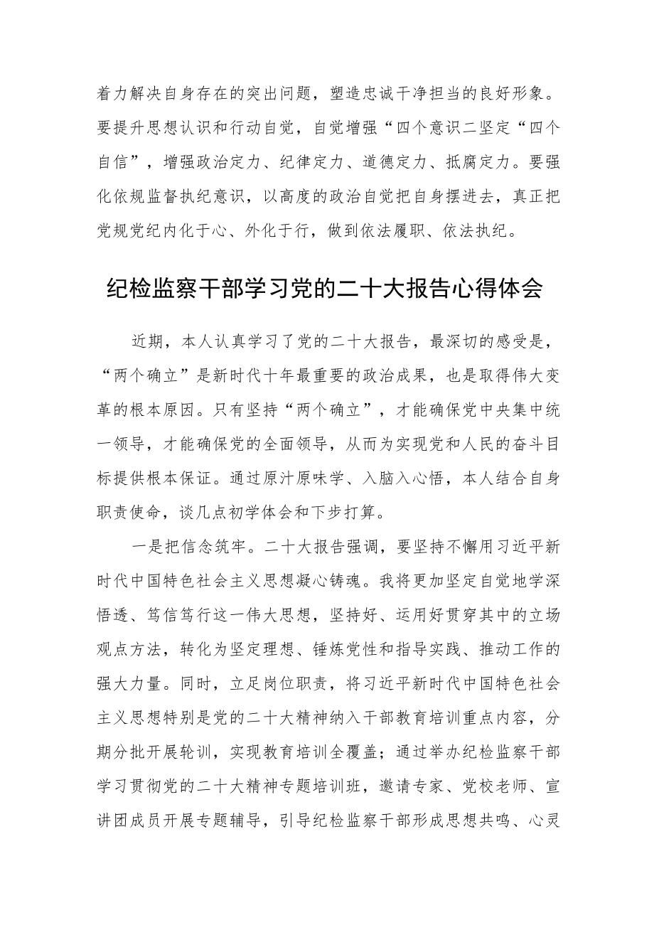 2023纪检监察干部学习党的二十大精神心得体会范文(通用3篇).docx_第3页