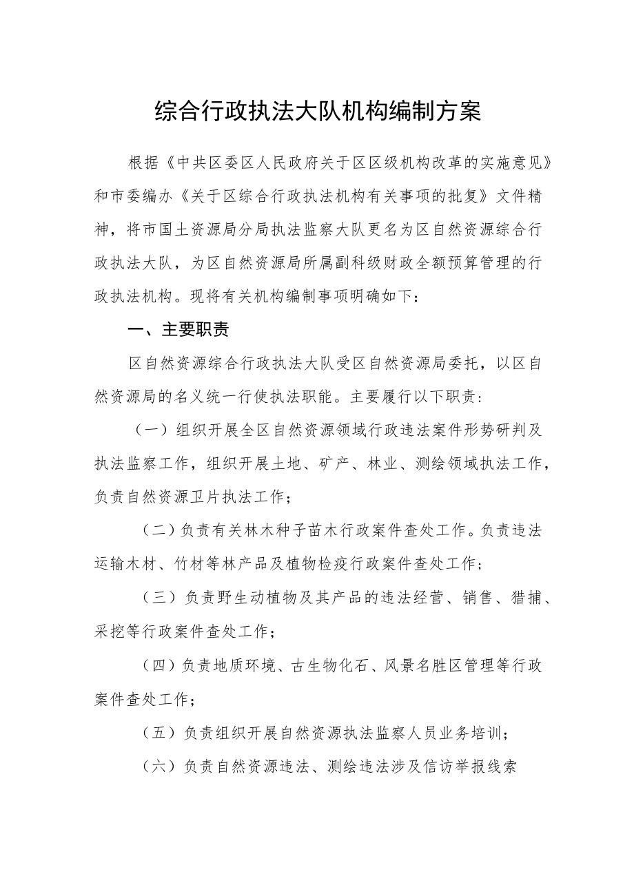 综合行政执法大队机构编制方案.docx_第1页