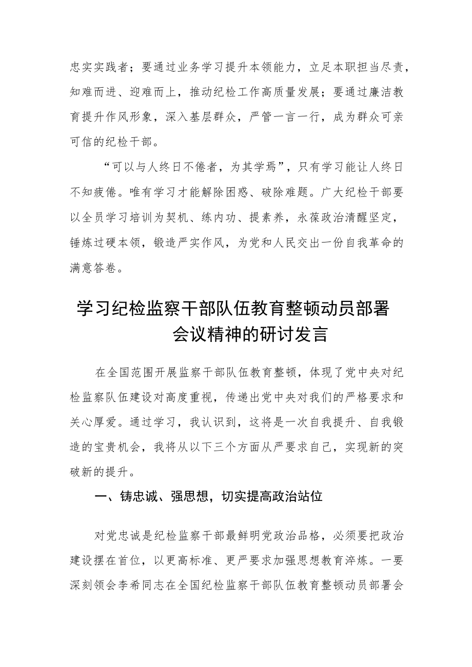 公司纪检干部队伍教育整顿心得体会范文3篇.docx_第3页