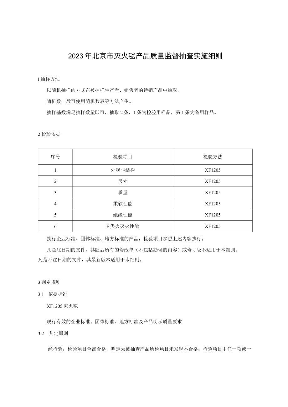 2023年北京市灭火毯产品质量监督抽查实施细则.docx_第1页