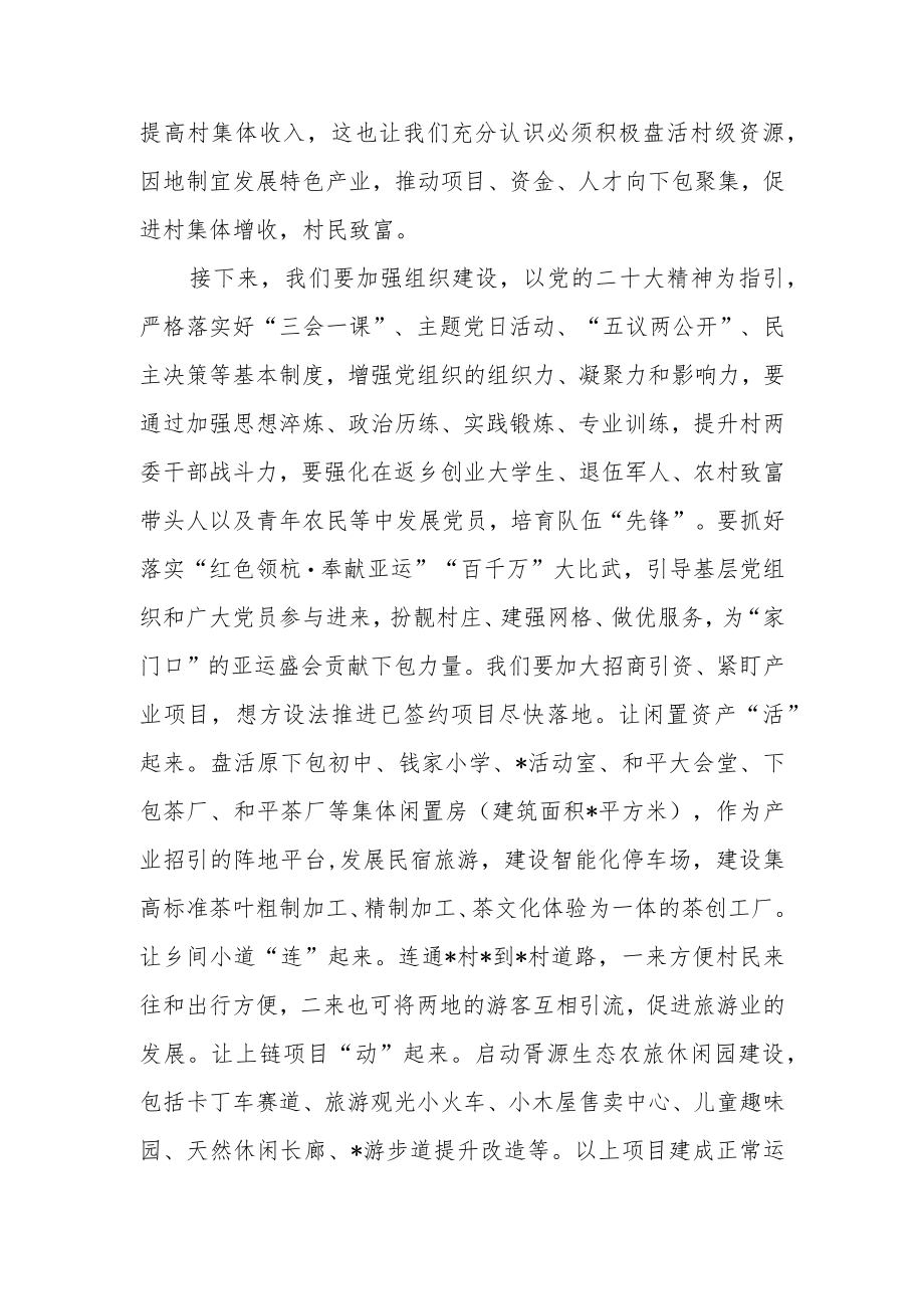 村支书2023年在全市村党组织书记座谈会上的交流发言材料4篇.docx_第3页