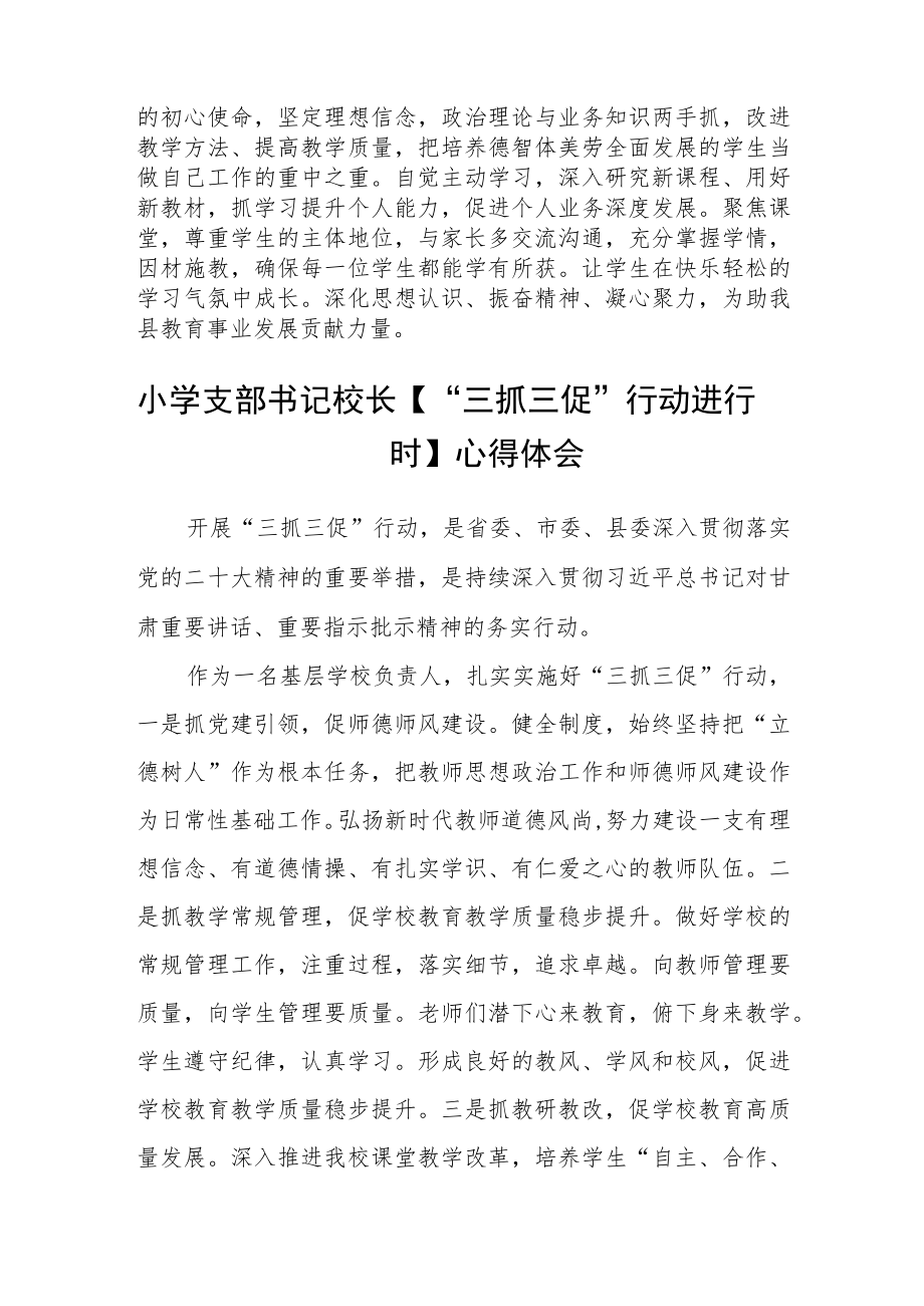 小学教师“三抓三促”行动学习心得感想精选范文(3篇).docx_第2页