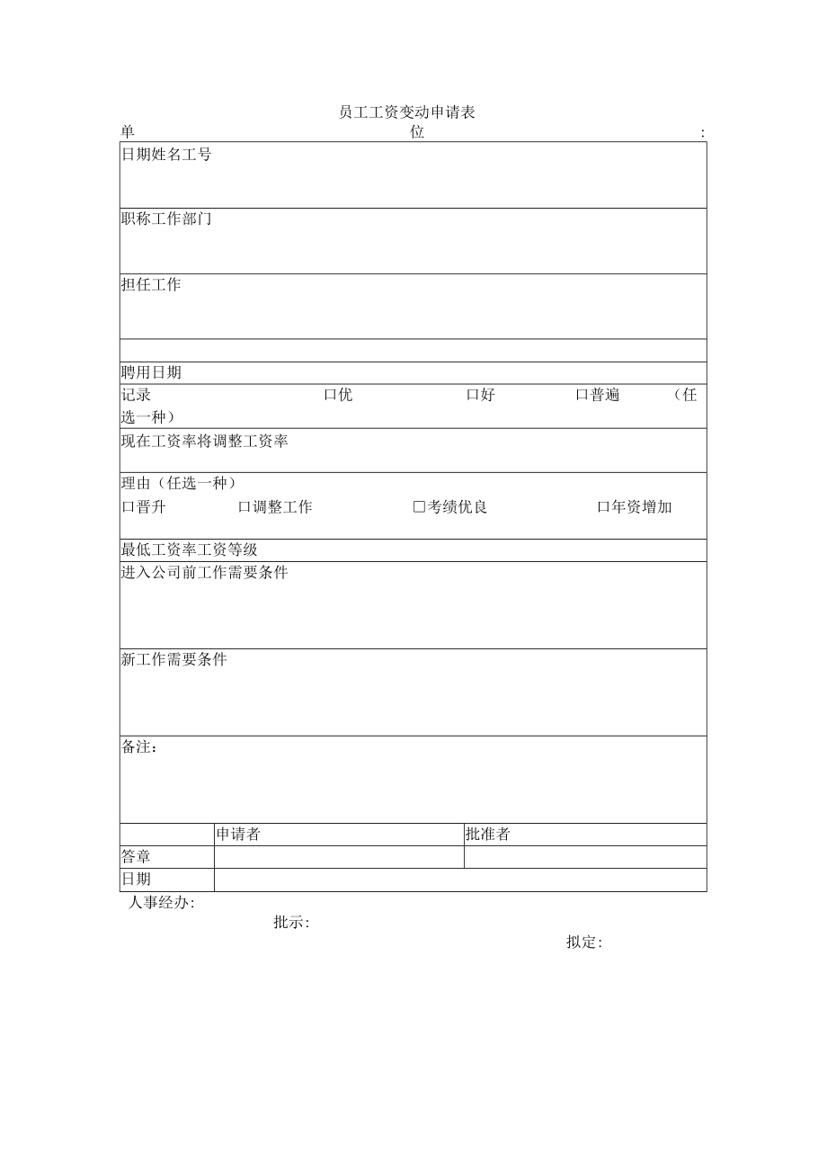 员工工资变动申请表.docx_第1页