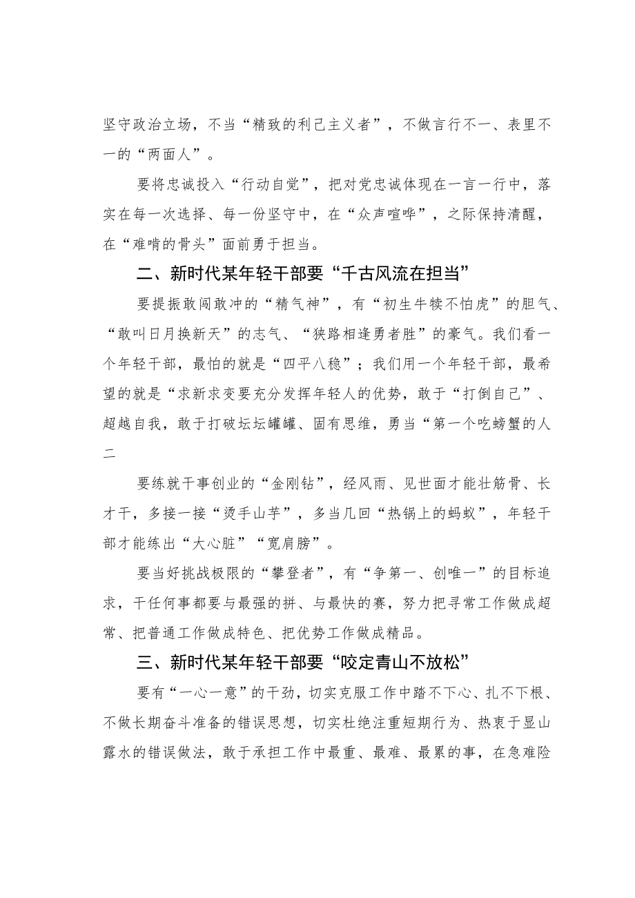 某某省委组织部长在全市“再解放、再出发、再攀高”年轻干部集训班开班式上的讲话.docx_第2页