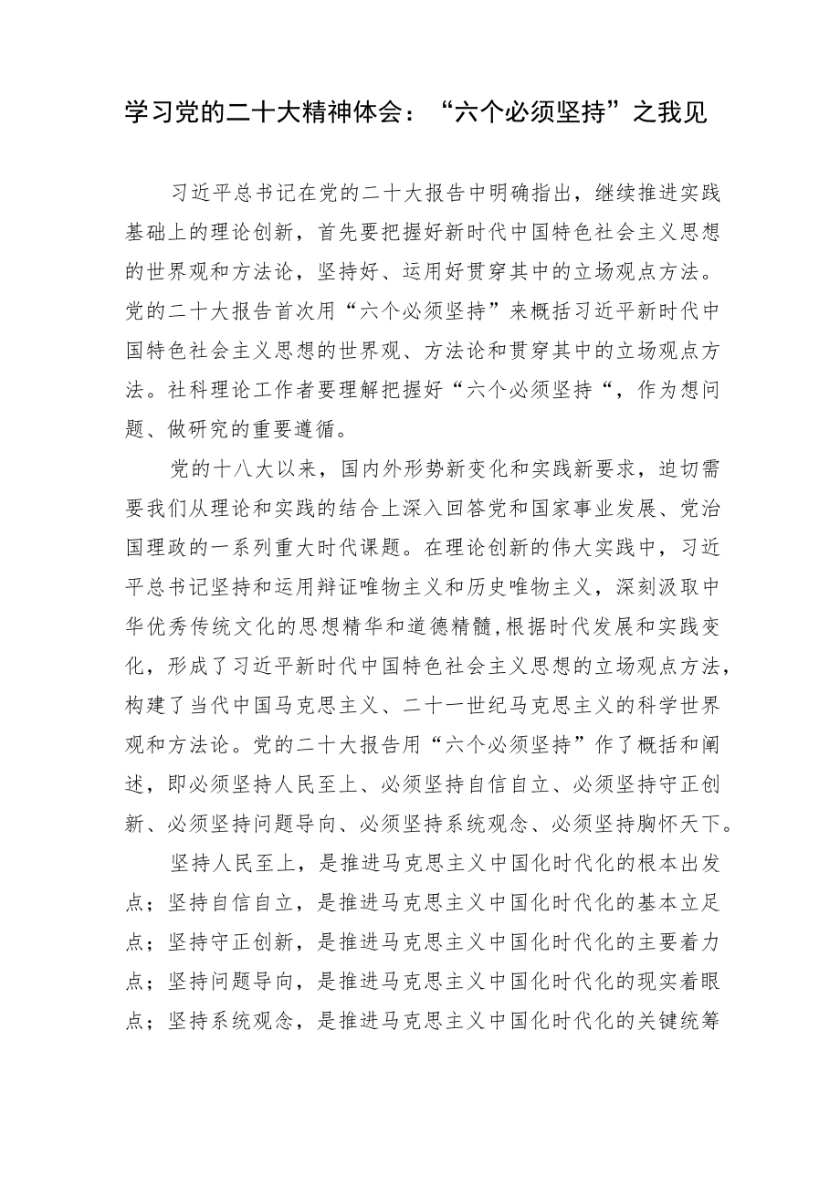 学习党的二十大精神“六个必须坚持”专题研讨发言心得体会宣讲稿5篇.docx_第2页