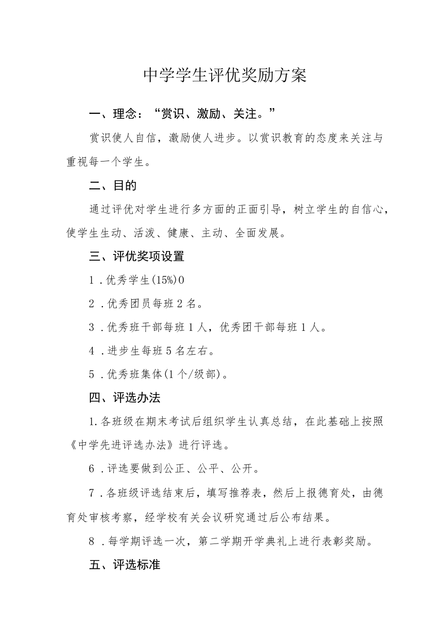 中学学生评优奖励方案.docx_第1页